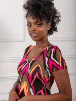 Maarja Abstract Print Bubble Hem Dress, Geo Multi 11 Maarja Abstract Print Bubble Hem Dress, Geo Multi -DORIA Clothing Shop 080 178GeoMulti 9