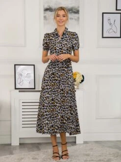 Danni Crepe Shirt Midi Dress, Blue Animal 8 Danni Crepe Shirt Midi Dress, Blue Animal -DORIA Clothing Shop 091 132A BlueAnimal 2