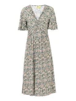 Twist Front Midi Jersey Dress, Green Pattern 12 Twist Front Midi Jersey Dress, Green Pattern -DORIA Clothing Shop 10 01