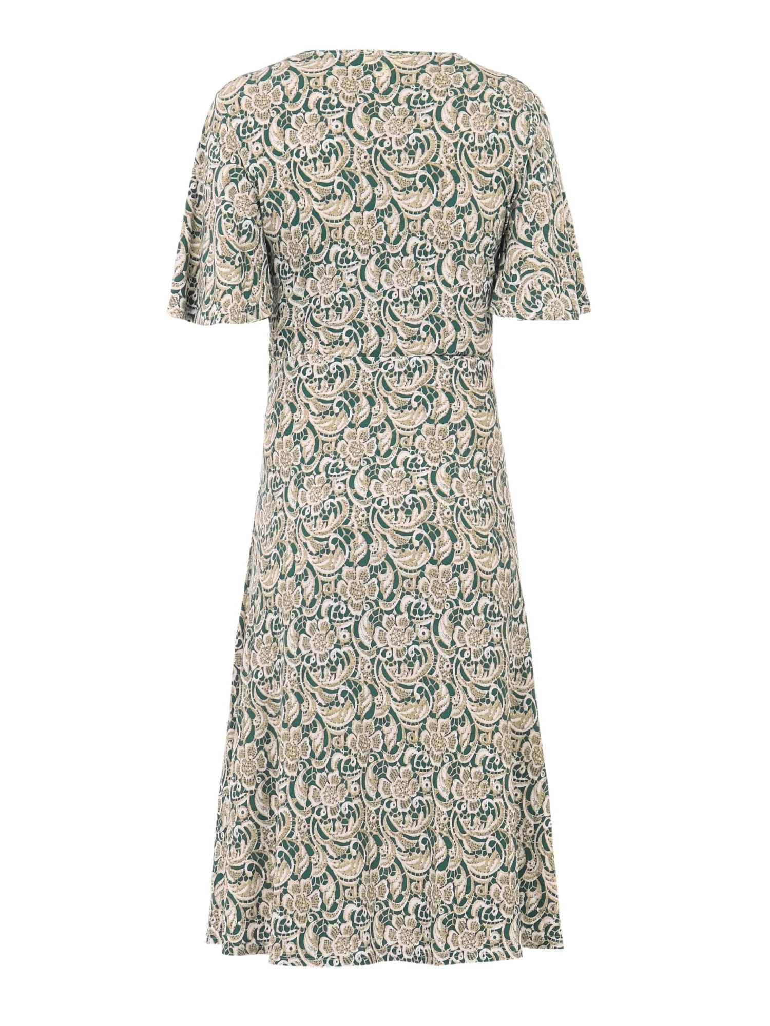 Twist Front Midi Jersey Dress, Green Pattern 7 Twist Front Midi Jersey Dress, Green Pattern - Image 7