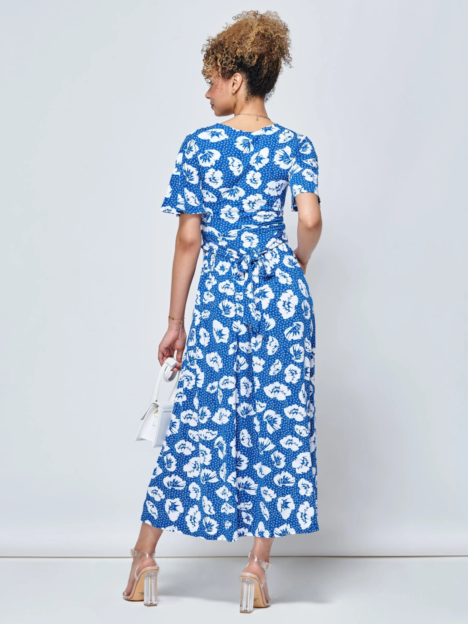 Jaylynn Flare Sleeve Jersey Maxi Dress, Royal Floral 2 Jaylynn Flare Sleeve Jersey Maxi Dress, Royal Floral - Image 2