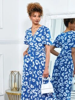Jaylynn Flare Sleeve Jersey Maxi Dress, Royal Floral 10 Jaylynn Flare Sleeve Jersey Maxi Dress, Royal Floral -DORIA Clothing Shop 132 2389 ROYALBLUE 3