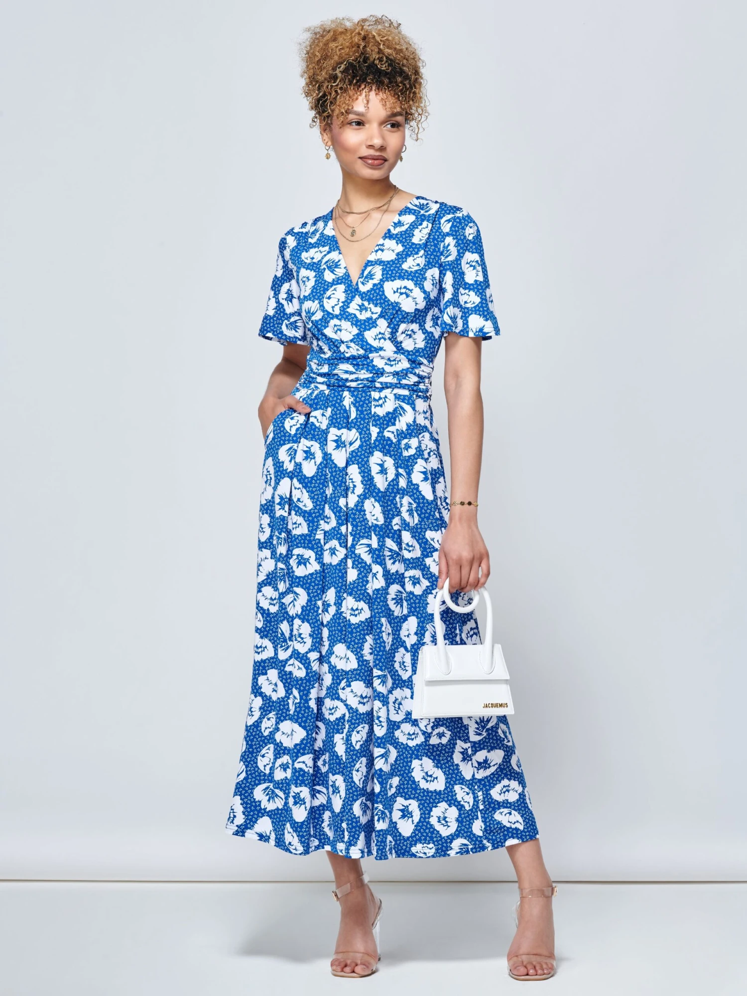 Jaylynn Flare Sleeve Jersey Maxi Dress, Royal Floral 4 Jaylynn Flare Sleeve Jersey Maxi Dress, Royal Floral - Image 4