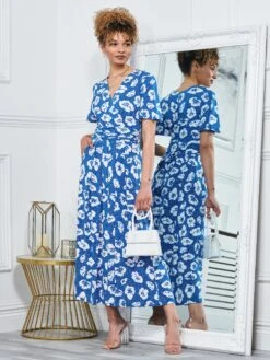 Jaylynn Flare Sleeve Jersey Maxi Dress, Royal Floral 13 Jaylynn Flare Sleeve Jersey Maxi Dress, Royal Floral -DORIA Clothing Shop 132 2389 ROYALBLUE 6