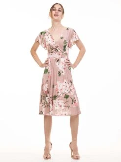 Lylah Cross Front Floral Dress, Pink Floral -DORIA Clothing Shop 133 5PinkFloral 12