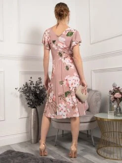 Lylah Cross Front Floral Dress, Pink Floral -DORIA Clothing Shop 133 5PinkFloral 4