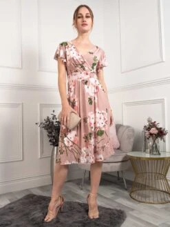 Lylah Cross Front Floral Dress, Pink Floral -DORIA Clothing Shop 133 5PinkFloral 6