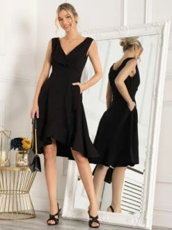 Jolie Moi Eliza Frill Hem Dress, Black