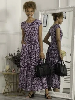 Karlee Sleeve Cap Maxi Dress - Pink Animal -DORIA Clothing Shop 162 309A PinkAnimal 1