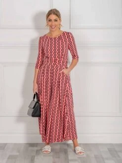 Jolie Moi Cierra 3/4 Sleeve Maxi Dress, Coral Pink 7 Jolie Moi Cierra 3/4 Sleeve Maxi Dress, Coral Pink -DORIA Clothing Shop 162 7CoralPink 7