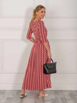 Jolie Moi Cierra 3/4 Sleeve Maxi Dress, Coral Pink 9 Jolie Moi Cierra 3/4 Sleeve Maxi Dress, Coral Pink -DORIA Clothing Shop 162 7CoralPink 9
