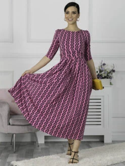 Jolie Moi Cierra 3/4 Sleeve Maxi Dress, Hot Pink 10 Jolie Moi Cierra 3/4 Sleeve Maxi Dress, Hot Pink -DORIA Clothing Shop 162 7 HotPink 3