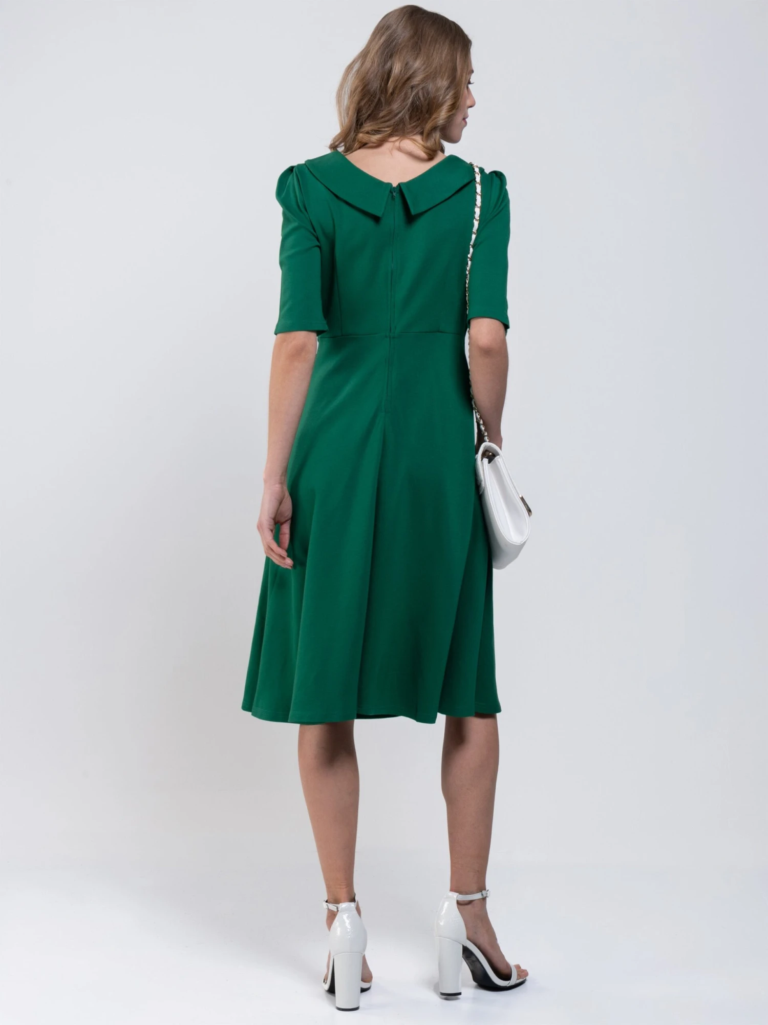 Roll Collar 50s Dress, Green 6 Roll Collar 50s Dress, Green - Image 6