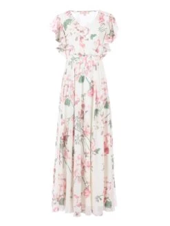 Ruffle Sleeved Chiffon Maxi Dress, Cream Floral 15 Ruffle Sleeved Chiffon Maxi Dress, Cream Floral -DORIA Clothing Shop 19 70589b58 b6f9 41af b481 fd19418dc65a