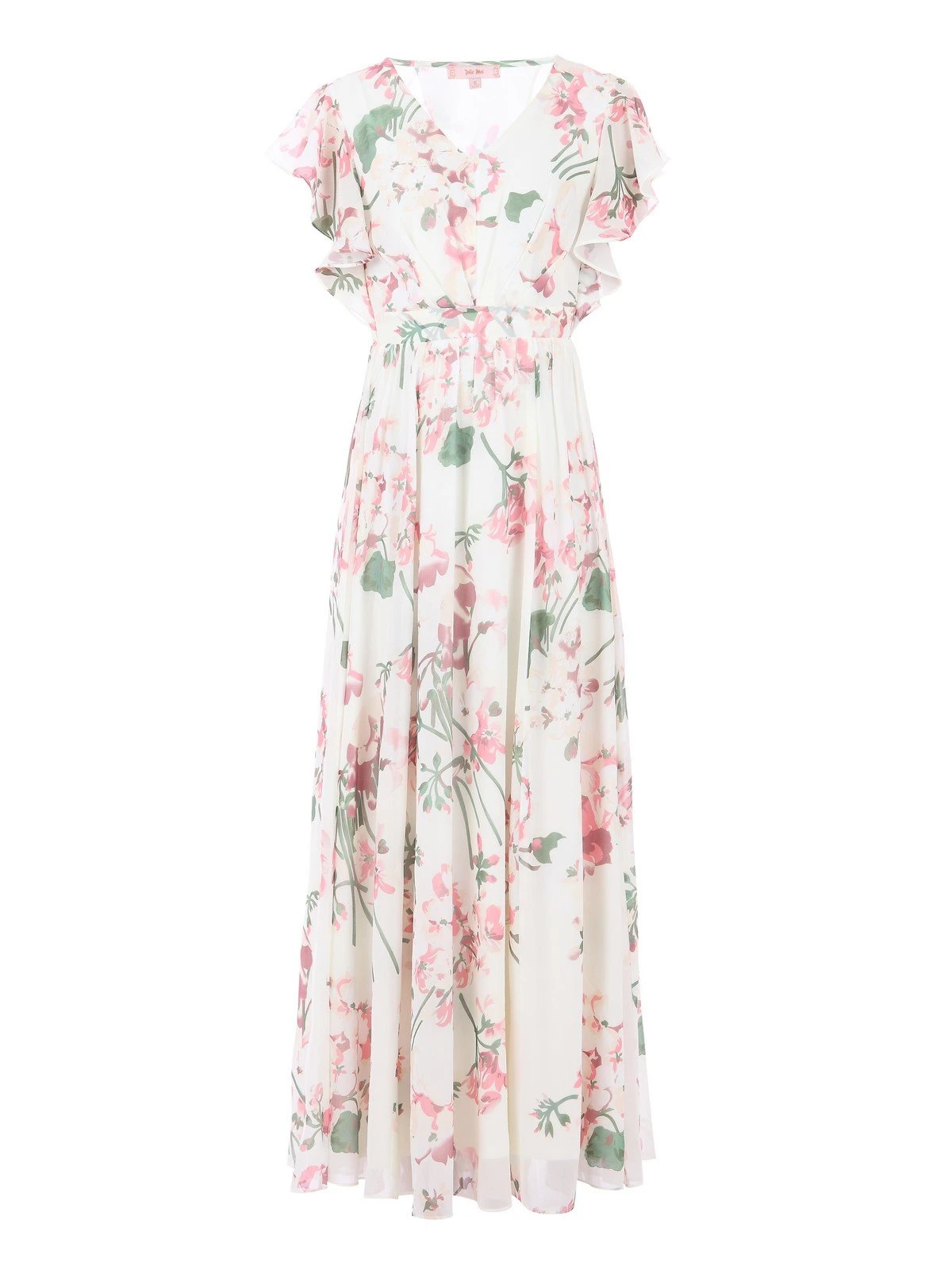 Ruffle Sleeved Chiffon Maxi Dress, Cream Floral 8 Ruffle Sleeved Chiffon Maxi Dress, Cream Floral - Image 8