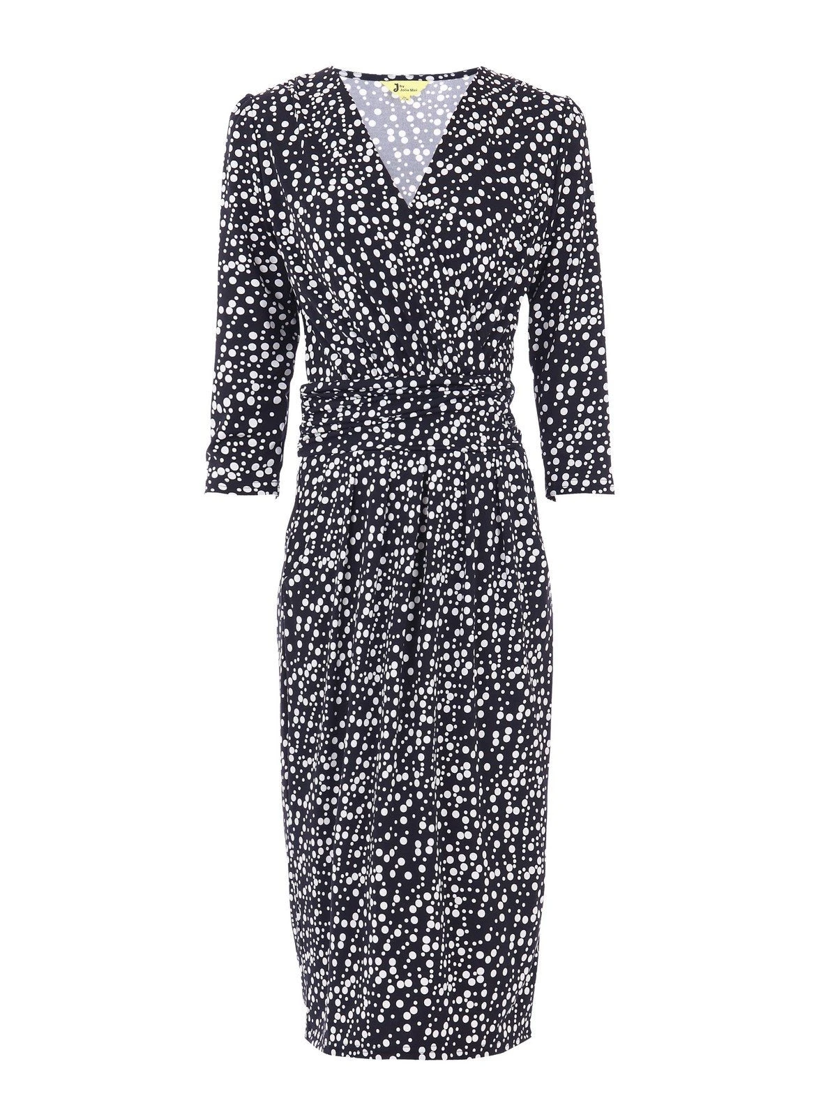 Jolie Moi Wrap Front Bodycon Dress, Navy Spot 8 Jolie Moi Wrap Front Bodycon Dress, Navy Spot - Image 8