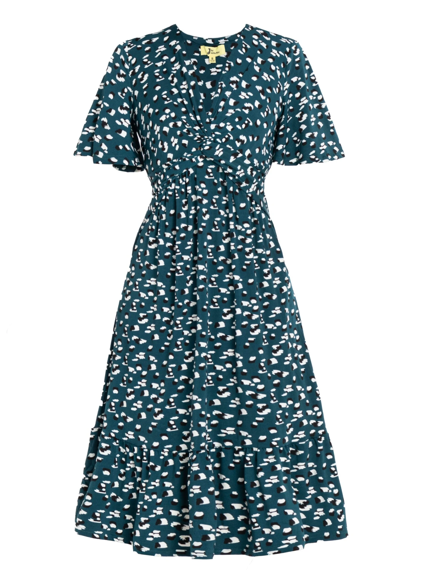 Jolie Moi Dixie Animal Print Twist Front Midi Dress, Green Animal 5 Jolie Moi Dixie Animal Print Twist Front Midi Dress, Green Animal - Image 5