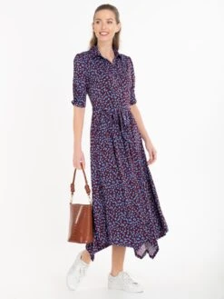 Jolie Moi Handkerchief Hem Shirt Dress, Burgundy Multi -DORIA Clothing Shop 20 11 2020 anna 1100
