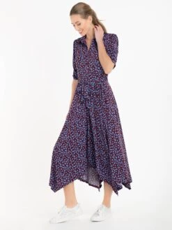 Jolie Moi Handkerchief Hem Shirt Dress, Burgundy Multi -DORIA Clothing Shop 20 11 2020 anna 1109
