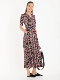 Jolie Moi Amaka Wrap Print Midi Dress, Black Multi -DORIA Clothing Shop 20 11 2020 anna 581