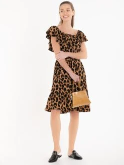 Jolie Moi Printed Ruffle Dress, Brown Animal 8 Jolie Moi Printed Ruffle Dress, Brown Animal -DORIA Clothing Shop 20 11 2020 anna 730