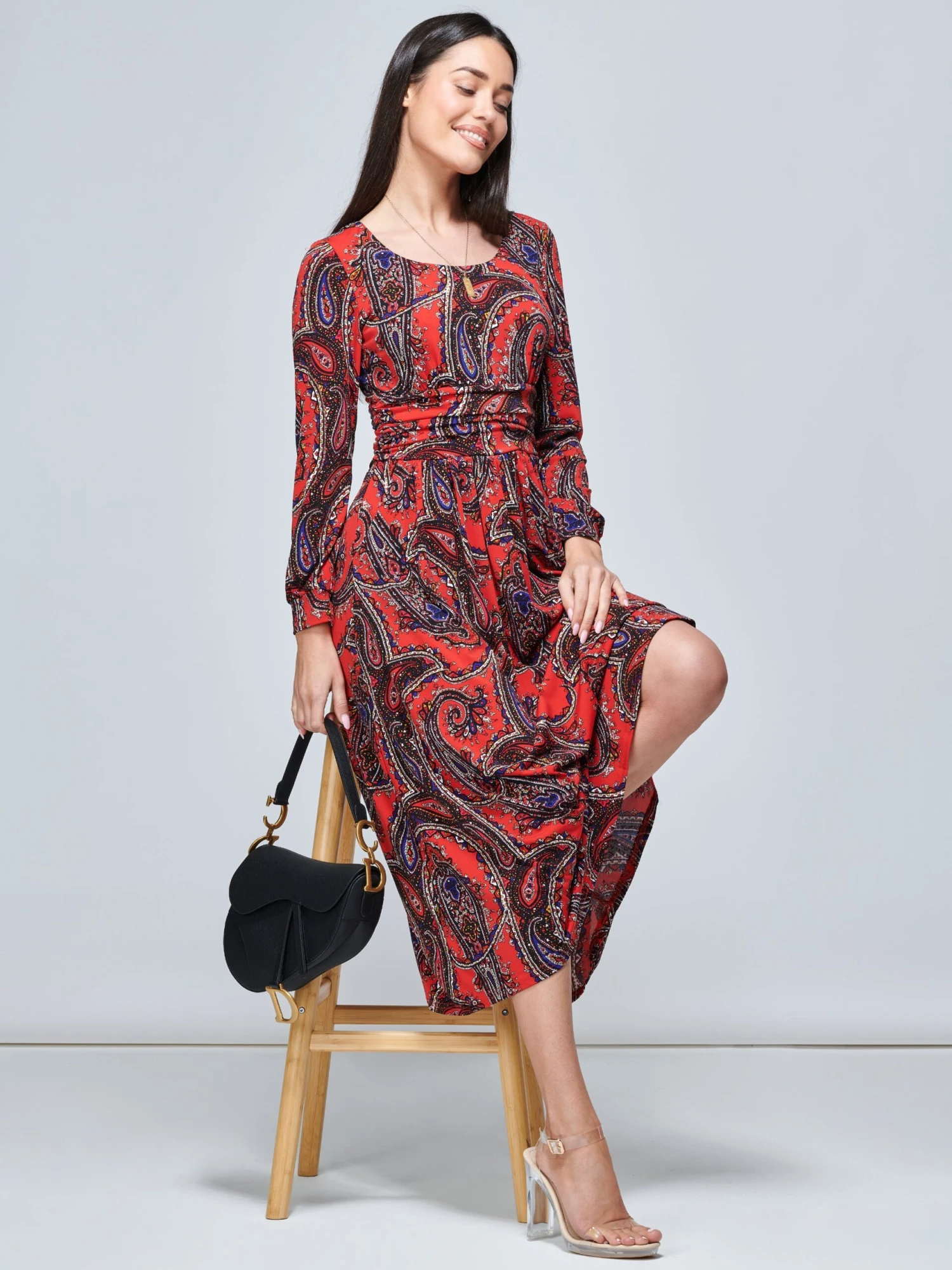 Jolie Moi Veeksha Paisley Print Dress, Red Paisley 1 Jolie Moi Veeksha Paisley Print Dress, Red Paisley