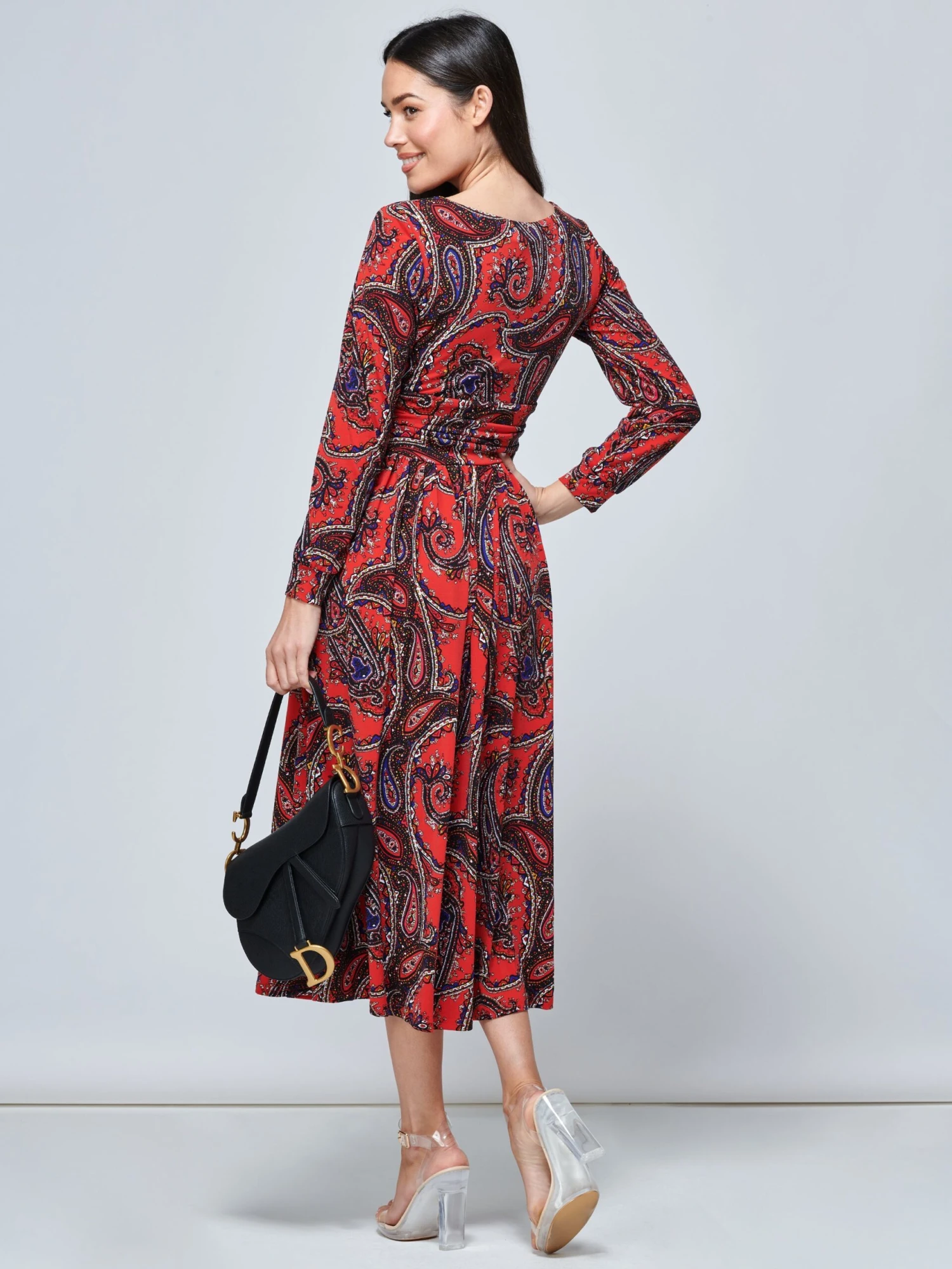 Jolie Moi Veeksha Paisley Print Dress, Red Paisley 2 Jolie Moi Veeksha Paisley Print Dress, Red Paisley - Image 2