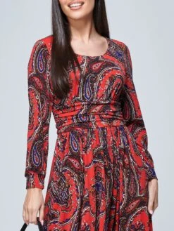 Jolie Moi Veeksha Paisley Print Dress, Red Paisley 8 Jolie Moi Veeksha Paisley Print Dress, Red Paisley -DORIA Clothing Shop 23 108 RedPaisley 3