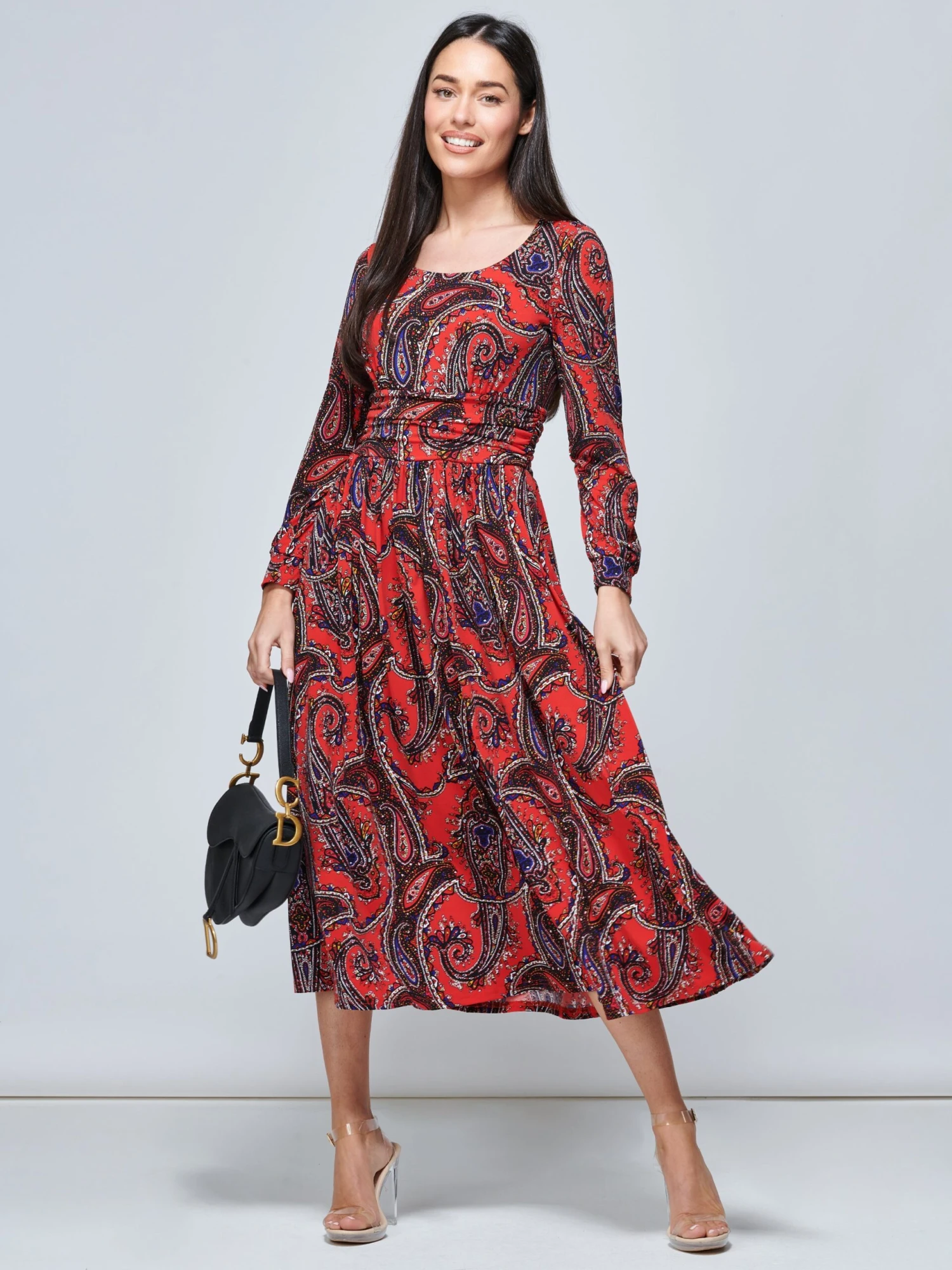 Jolie Moi Veeksha Paisley Print Dress, Red Paisley 4 Jolie Moi Veeksha Paisley Print Dress, Red Paisley - Image 4