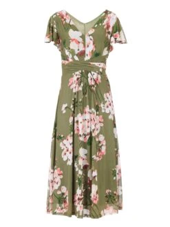 Jolie Moi Shirley Mesh Midi Dress, Green Floral -DORIA Clothing Shop 25 01 83e18ea0 7a09 41d4 a487 7f8c54f3173b