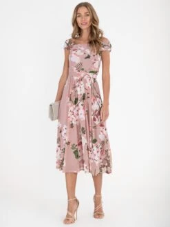 Jolie Moi Bardot Floral Mesh Midi Dress, Pink Floral 15 Jolie Moi Bardot Floral Mesh Midi Dress, Pink Floral -DORIA Clothing Shop 26 09 2020 Anna maggie 314