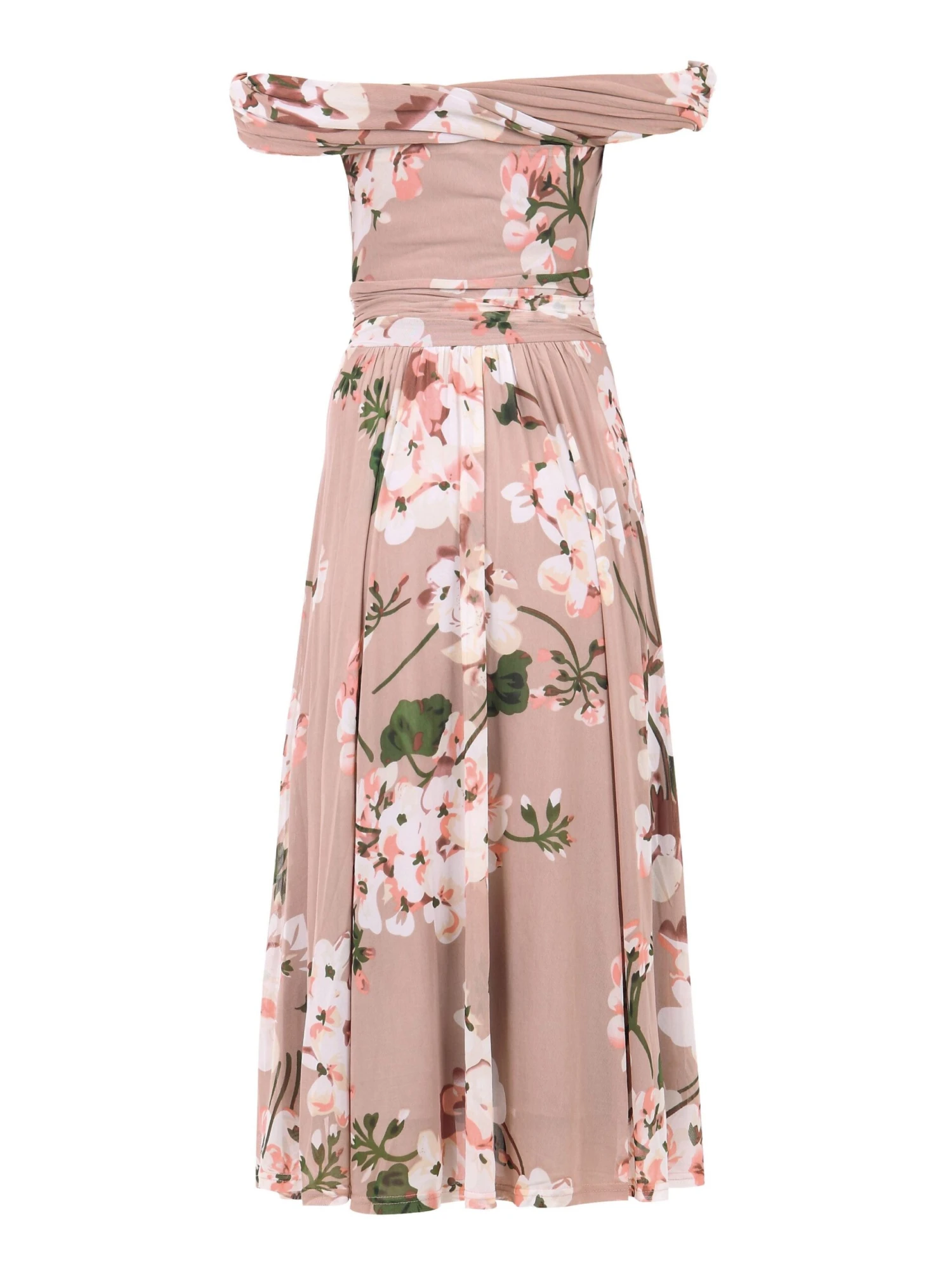 Jolie Moi Bardot Floral Mesh Midi Dress, Pink Floral 7 Jolie Moi Bardot Floral Mesh Midi Dress, Pink Floral - Image 7