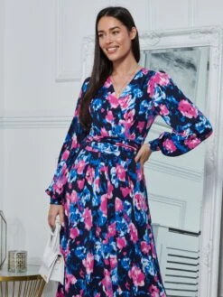 Kamille Floral Long Sleeve Dress, Navy Floral -DORIA Clothing Shop 312 65 NAVYFLORAL 3