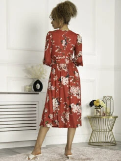 Jolie Moi Jasmine Long Sleeve Mesh Dress, Cerise -DORIA Clothing Shop 3621 Cersie 3