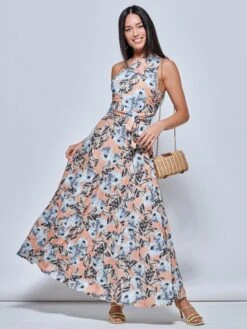 One Shoulder Maxi Jersey Dress, Floral Multi -DORIA Clothing Shop 392 1023 FloralMulti 6