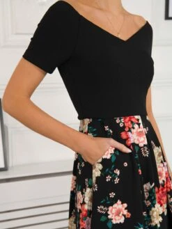 Mabry Contrast 2in1 Dress, Black Multi -DORIA Clothing Shop 395 1292 BlackMulti 6