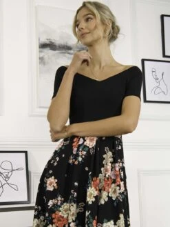 Mabry Contrast 2in1 Dress, Black Multi -DORIA Clothing Shop 395 1292 BlackMulti 7