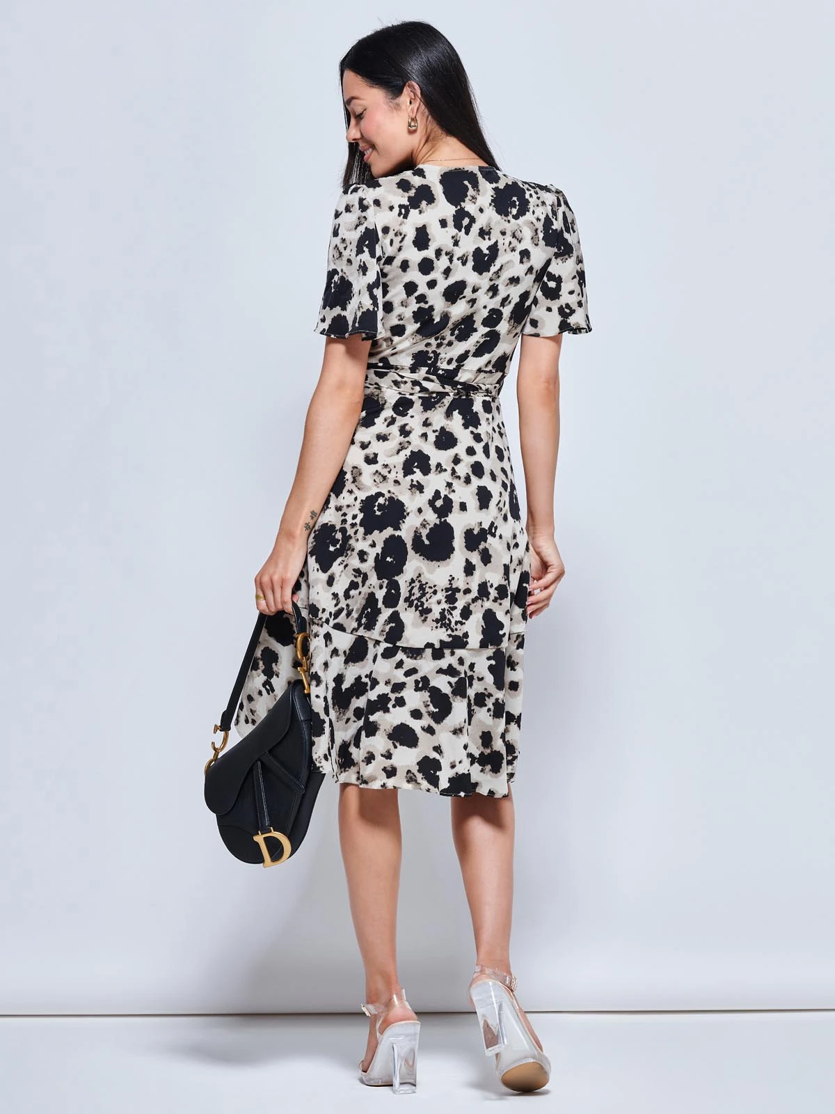 Loretta Wrap Tie Waist Skater Dress, Abstract Multi 2 Loretta Wrap Tie Waist Skater Dress, Abstract Multi - Image 2