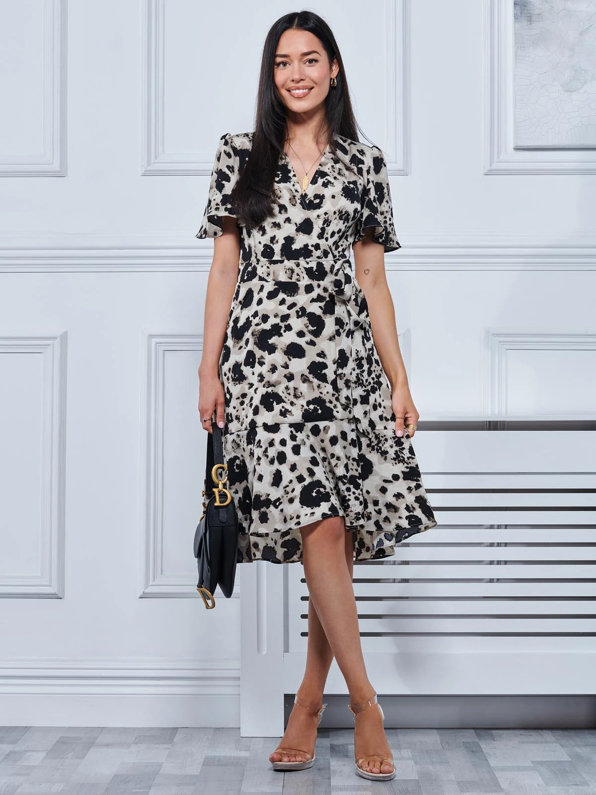 Loretta Wrap Tie Waist Skater Dress, Abstract Multi 6 Loretta Wrap Tie Waist Skater Dress, Abstract Multi - Image 6