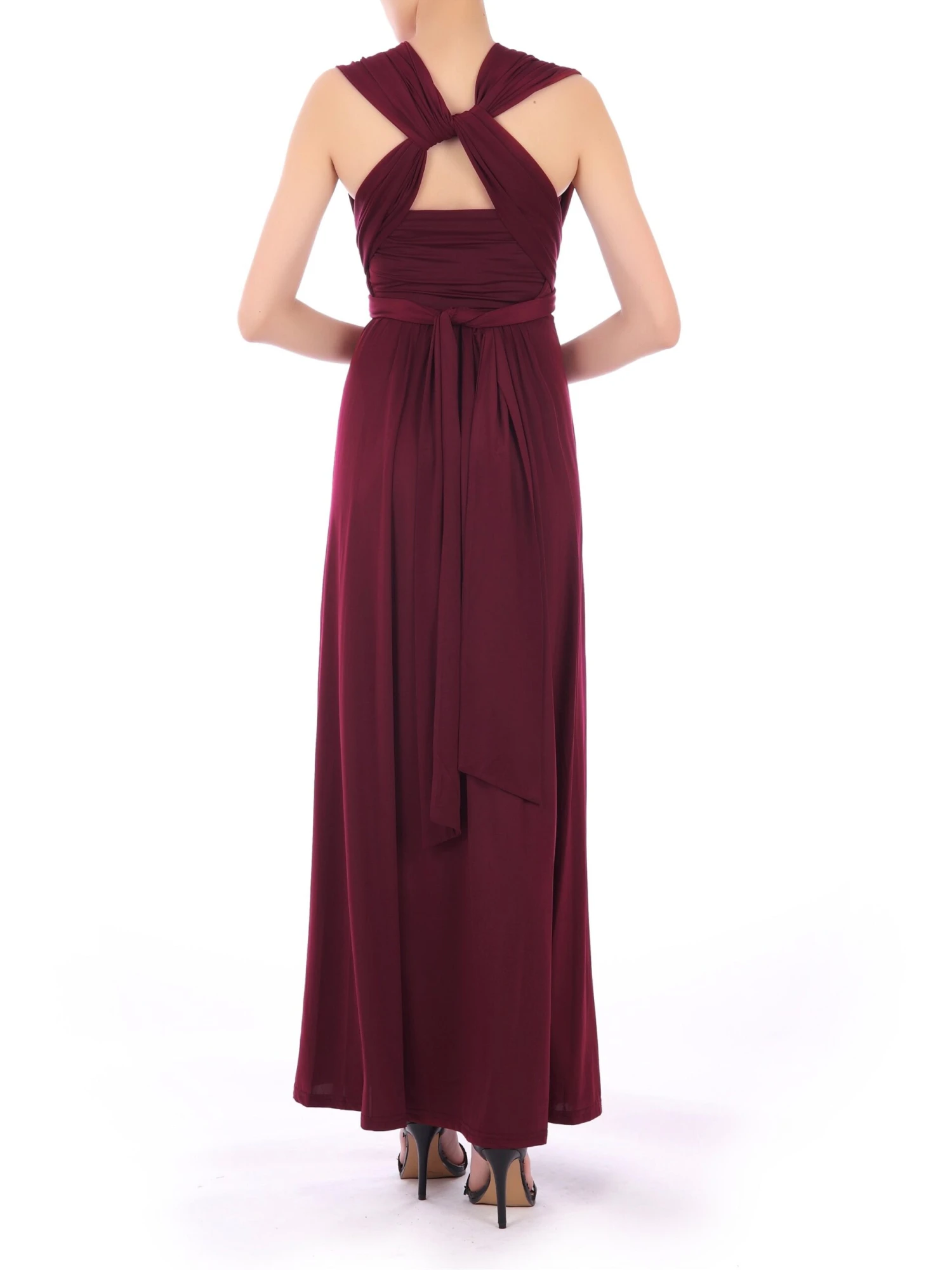 Twist & Tie Multiway Bridesmaid Maxi Dress With Bandeau, Burgundy 8 Twist & Tie Multiway Bridesmaid Maxi Dress With Bandeau, Burgundy - Image 8