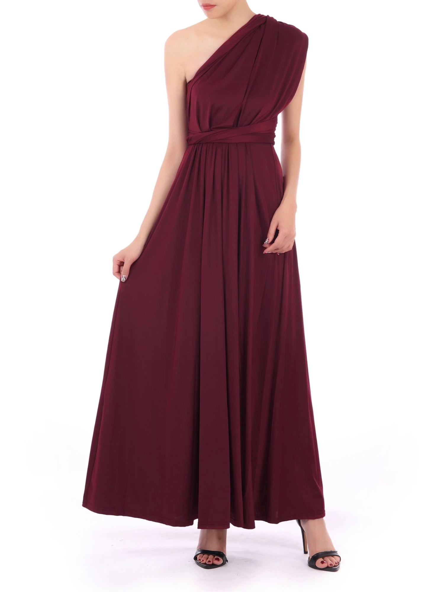 Twist & Tie Multiway Bridesmaid Maxi Dress With Bandeau, Burgundy 9 Twist & Tie Multiway Bridesmaid Maxi Dress With Bandeau, Burgundy - Image 9