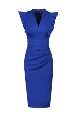 Frill Shoulder Bodycon Dress, Royal Blue -DORIA Clothing Shop 5053319216827 3 57131 e011d7af 82de 4b04 be0c ccc48041de2b