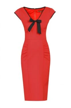 Contrast Trim Bow Detail Wiggle Dress, Red -DORIA Clothing Shop 5053319219279 3 77523 4f6a6fff 2a5b 42cf ab48 989b0d6fcf84