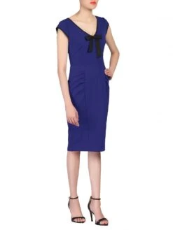 Contrast Trim Bow Detail Wiggle Dress, Royal Blue 6 Contrast Trim Bow Detail Wiggle Dress, Royal Blue -DORIA Clothing Shop 5053319219347 2 92557 21c4704a 6286 4b44 a171 13c349e9fadb