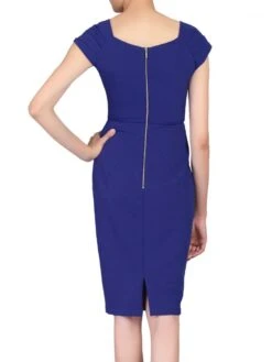 Jolie Moi Crossover Front Ruched Dress, Royal Blue -DORIA Clothing Shop 5053319220640 1 44891