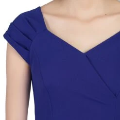 Jolie Moi Crossover Front Ruched Dress, Royal Blue -DORIA Clothing Shop 5053319220640 4 79659