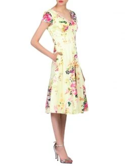 Floral Print 50s Dress, Yellow Floral 6 Floral Print 50s Dress, Yellow Floral -DORIA Clothing Shop 5053319225898 2 59649 4194178b ed22 4353 ac9f 795b90c75ab8