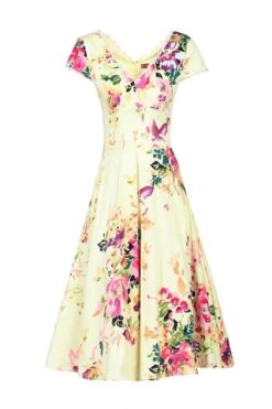 Floral Print 50s Dress, Yellow Floral 7 Floral Print 50s Dress, Yellow Floral -DORIA Clothing Shop 5053319225898 3 88600 43411703 d509 4db8 aaeb 1856b5c83acb