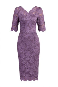 Dark Mauve 3/4 Sleeve Lace Bodycon Dress -DORIA Clothing Shop 5053319226383 3 84454 f2e589f7 aa53 4288 8fc7 60426aa295e5