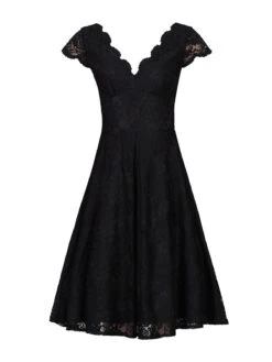 1950s Cap Sleeve Lace Prom Dress, Black -DORIA Clothing Shop 5053319228011 3 1464761e ab09 4eb5 a4f0 2e800fe4e51b